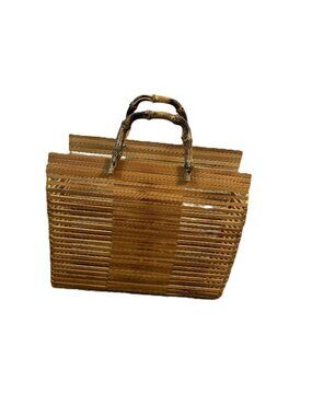 Bamboo Slat Foldable Bag Tote Shopping Beach